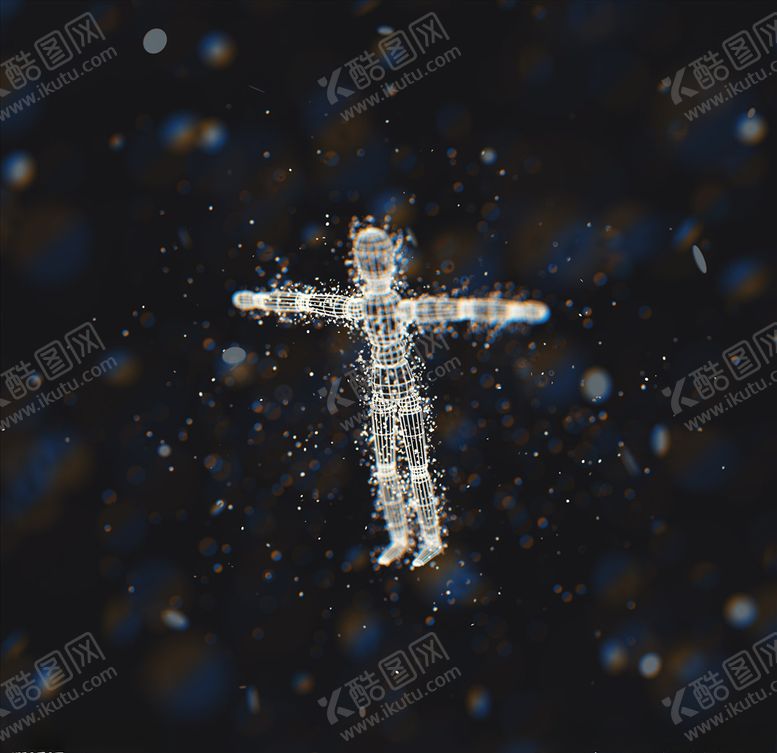 编号：79964209100324032302【酷图网】源文件下载-C4D模型线条线性人偶晶格