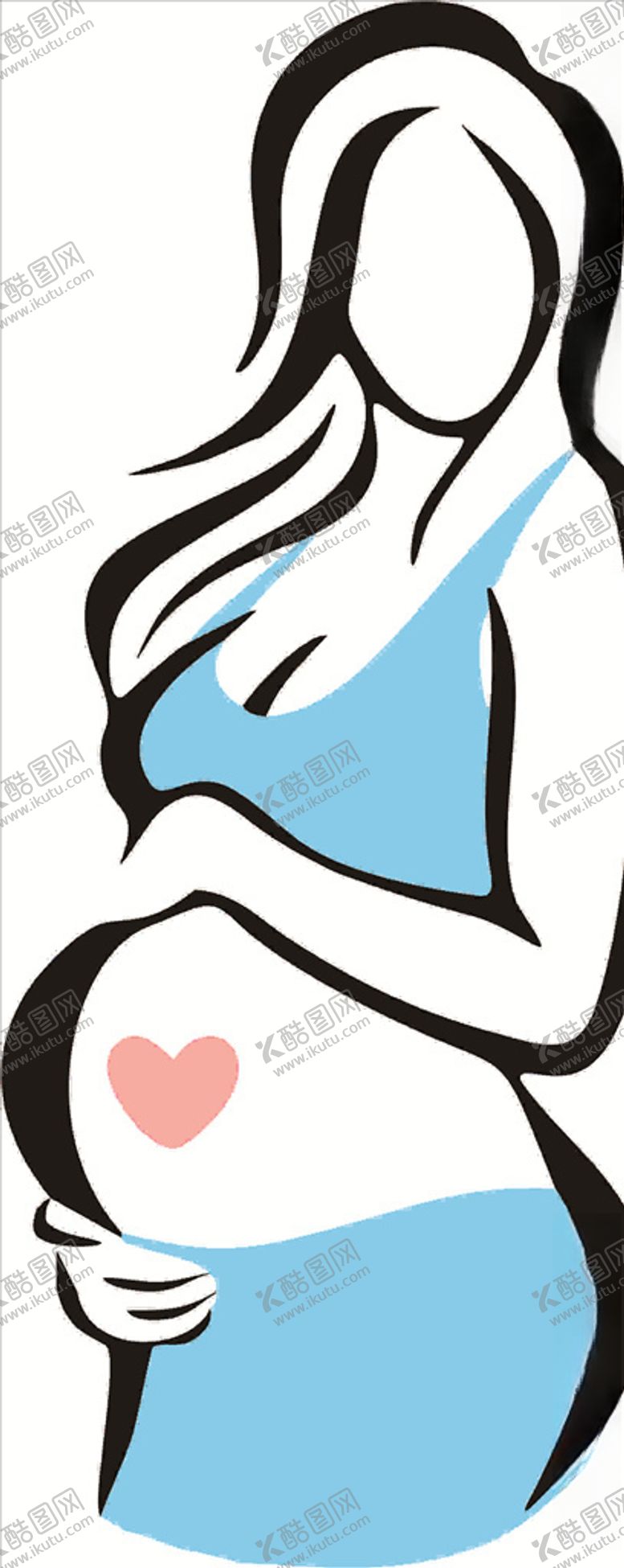 编号：22887010072203349049【酷图网】源文件下载-手绘简易线条孕妈卡通