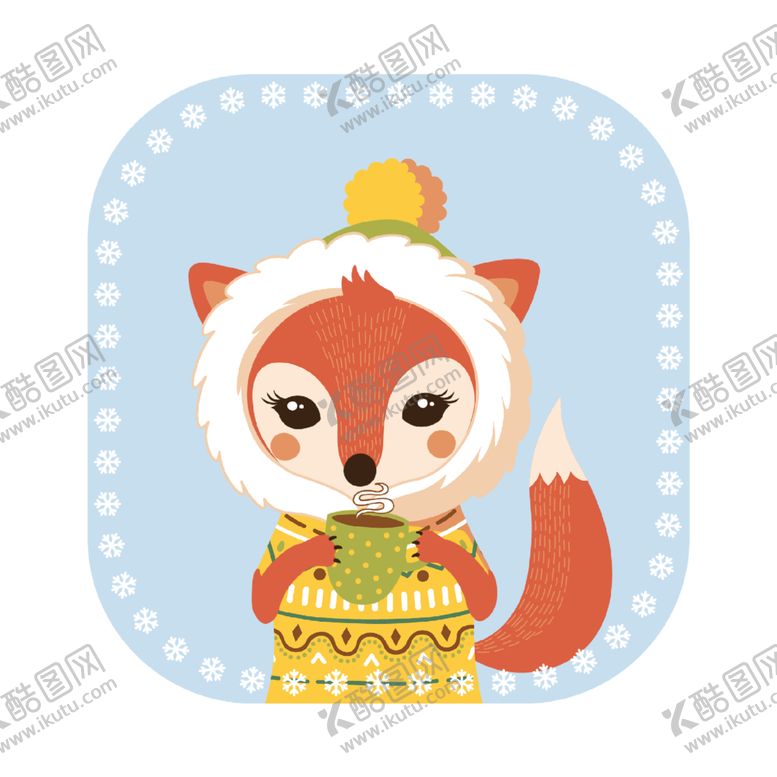 编号：92976509281721254162【酷图网】源文件下载-狐狸动物T恤印花图案