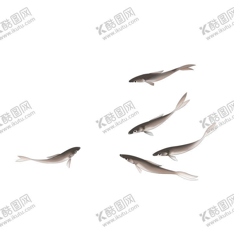 编号：10962505152314346910【酷图网】源文件下载-鱼群水墨古风传统海报素材