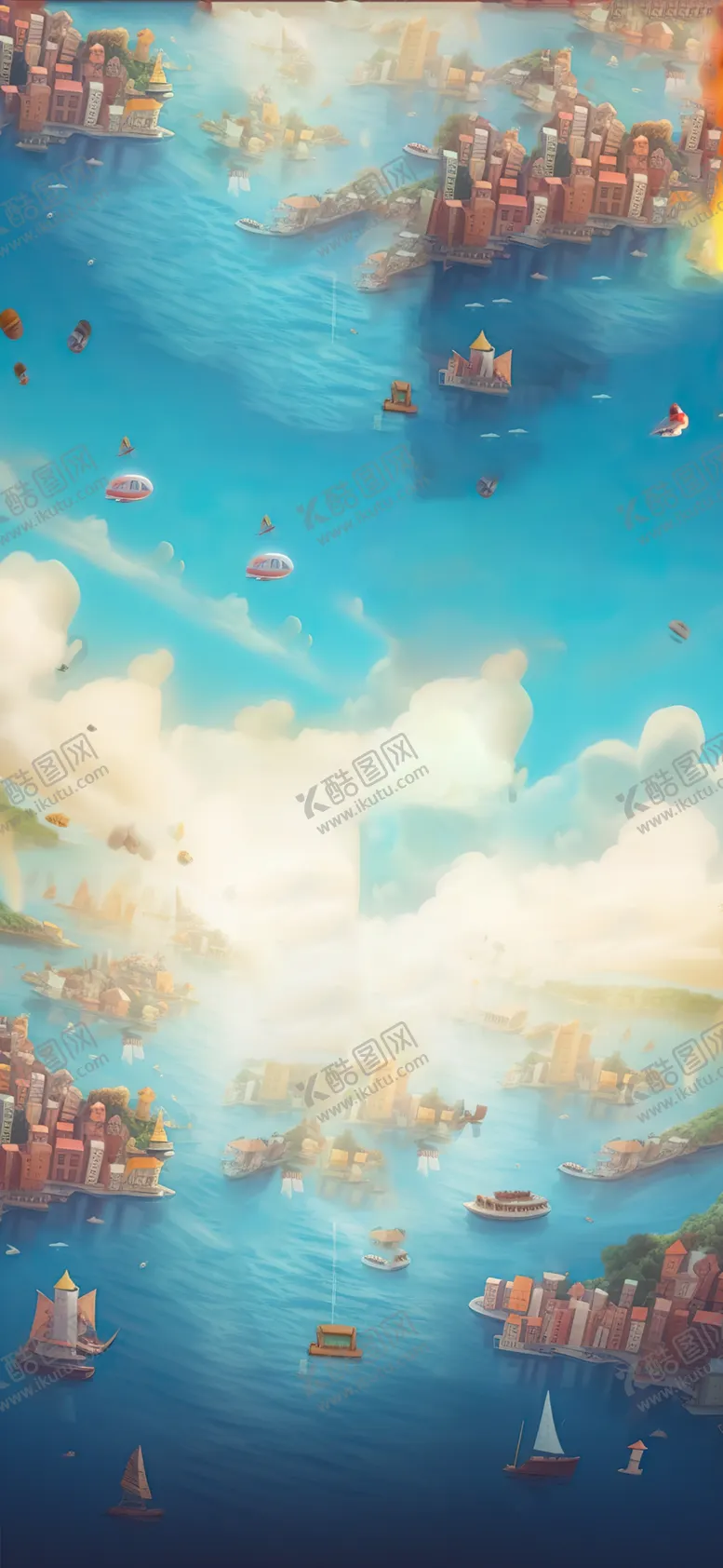 编号：41583001261945215671【酷图网】源文件下载-海边城市梦幻插画