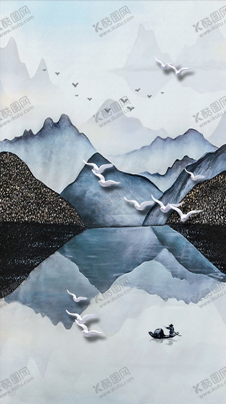 编号：61248710090458211640【酷图网】源文件下载-新中式山水装饰画