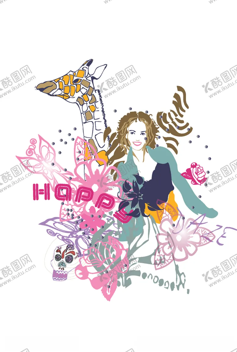 编号：56387907020151334236【酷图网】源文件下载-女装人物印花
