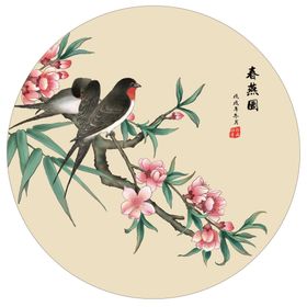 手绘工笔花鸟