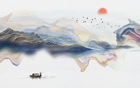 新中式水墨山水背景