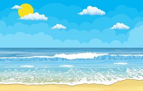 创意夏季大海沙滩风景矢量素材