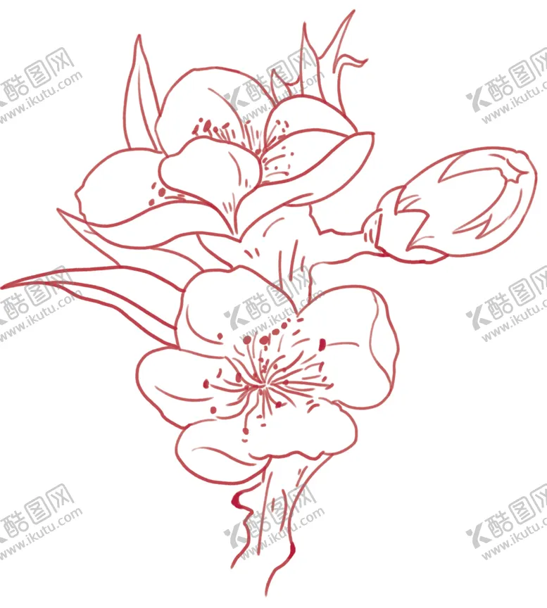 编号：95341101151222599192【酷图网】源文件下载-桃花线稿