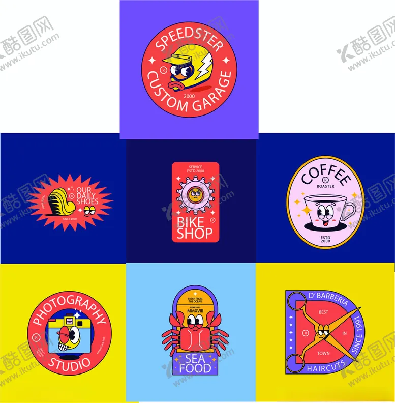 编号：24408706272140078620【酷图网】源文件下载-趣味卡通形象贴纸LOGO标志