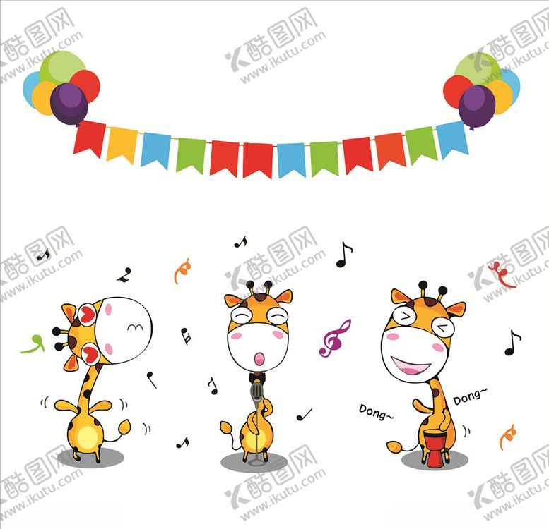 编号：29395807021117484849【酷图网】源文件下载-卡通长颈鹿墙贴