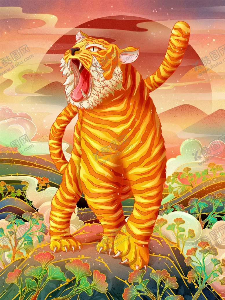 编号：76529310032038201356【酷图网】源文件下载-虎年手绘PSD海报