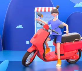 C4D模型卡通人外卖像送外卖