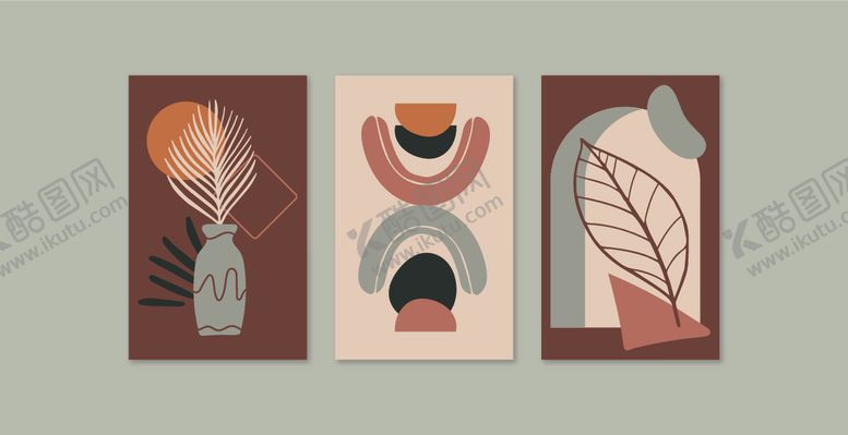 编号：71724710120317466441【酷图网】源文件下载-抽象植物装饰画组合