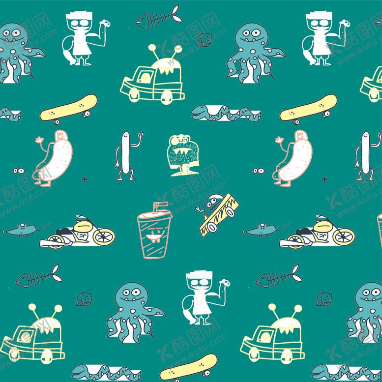 编号：43109010100446447022【酷图网】源文件下载-无缝涂鸦花纹