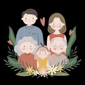 一家人插画装饰图案