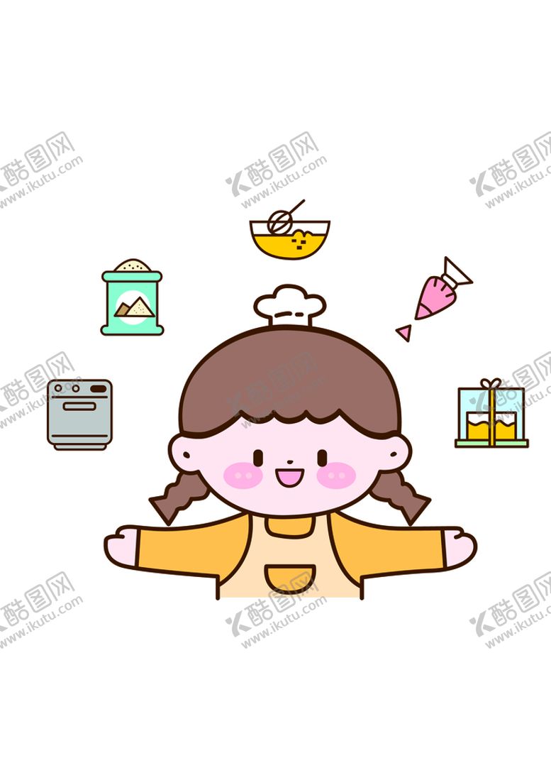 编号：45586310180100495269【酷图网】源文件下载-烘焙小女孩