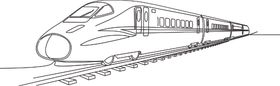 手绘高速列车线条图