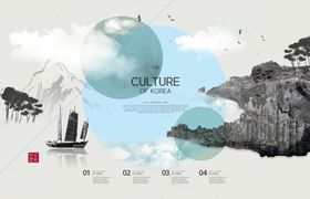 中国风背景清新展板山水画元素山水画素材