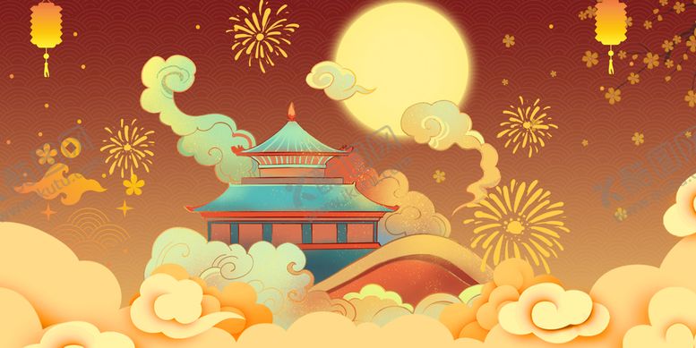 编号：06592409200349163604【酷图网】源文件下载-国潮风中国风插画背景