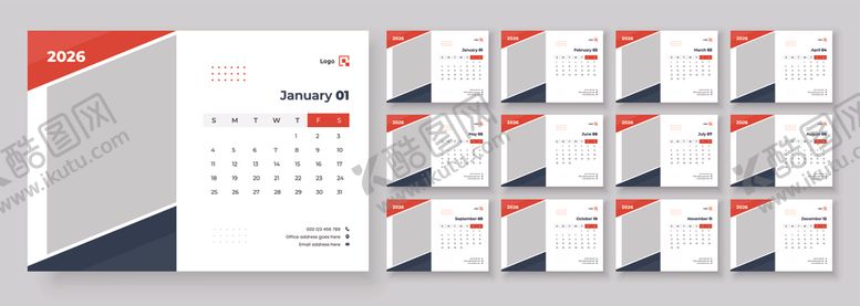 编号：88415504271414249815【酷图网】源文件下载-2026年台历模板