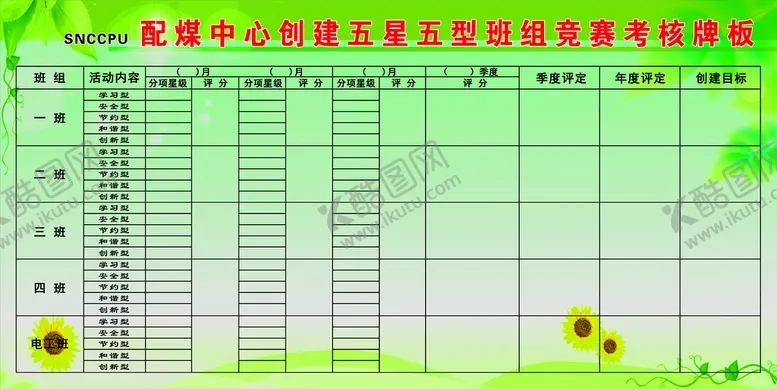 编号：76930110061425060395【酷图网】源文件下载-五星五型班组竞赛考核评星牌板