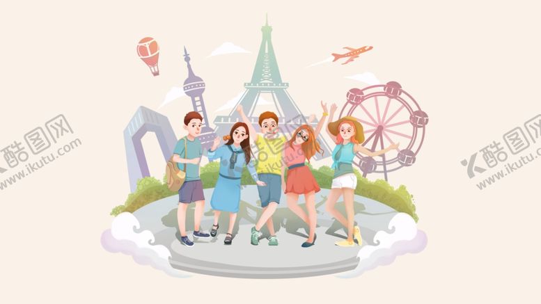 编号：49971709252235529510【酷图网】源文件下载-夏季旅游人物清新插画卡通素材