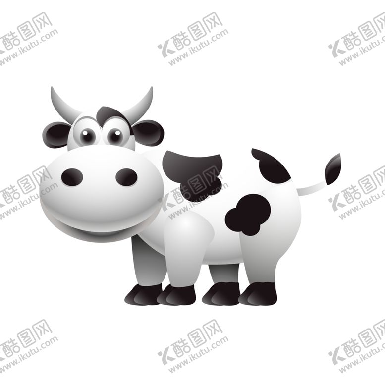 编号：29886810150831269232【酷图网】源文件下载-黑白卡通奶牛素材