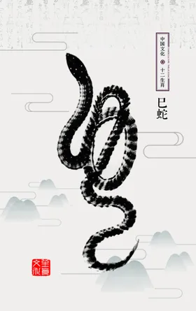 十二生肖插画海报蛇