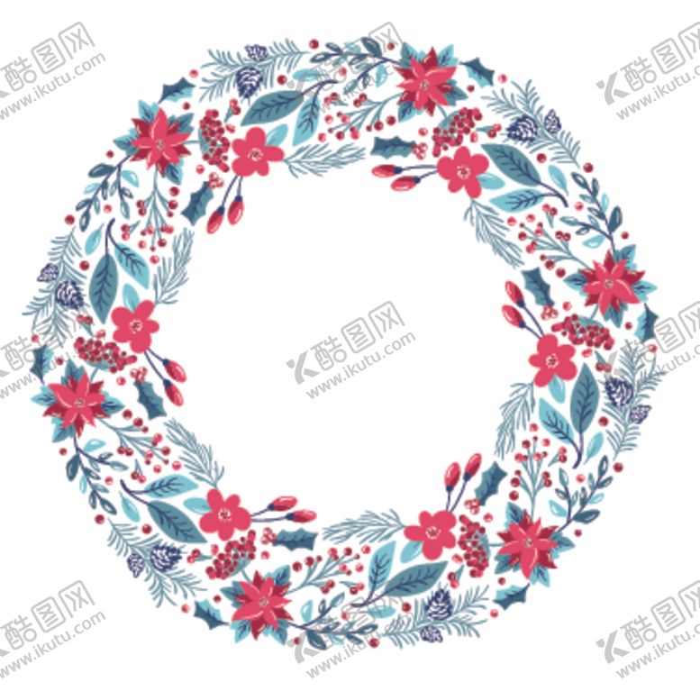 编号：13977210180140142977【酷图网】源文件下载-小清新圣诞节花圈