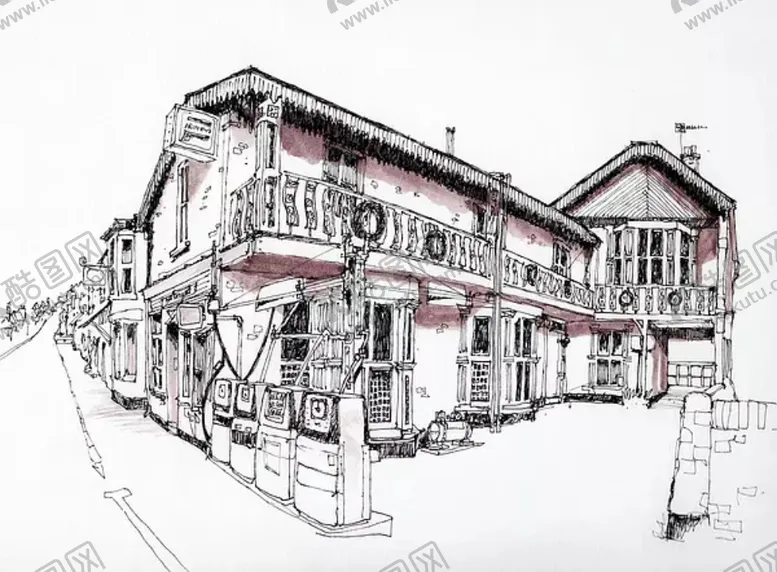 编号：37740506301856383493【酷图网】源文件下载-水彩建筑插画
