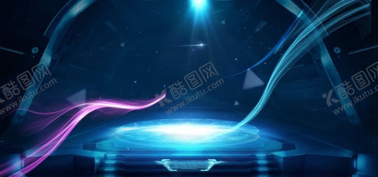 编号：60299605090325482776【酷图网】源文件下载-动感几何科技背景炫彩展板蓝色