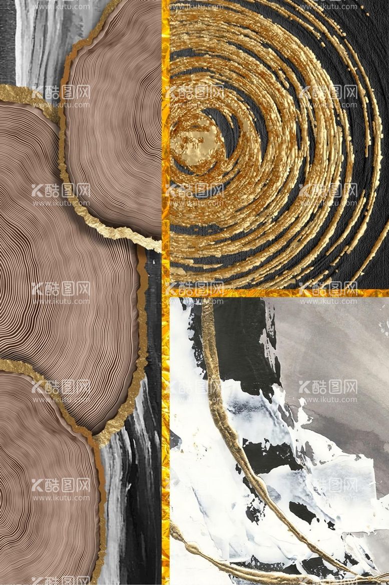 编号：20853010181939504900【酷图网】源文件下载-艺术几何色块图形组合装饰画