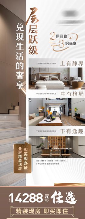 地产价值点复式叠墅长图海报