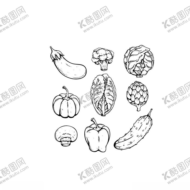 编号：69170002220737258258【酷图网】源文件下载-手绘水果蔬菜矢量图
