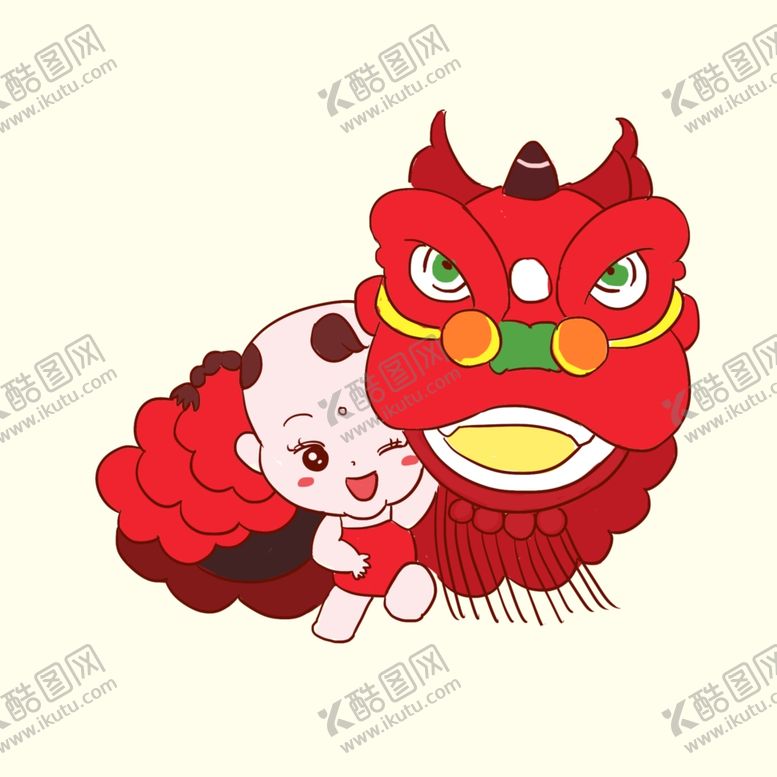 编号：65622903262303296145【酷图网】源文件下载-元宵福娃舞狮