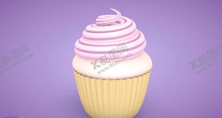 编号：79732209240018283793【酷图网】源文件下载-C4D模型粉红色奶油蛋糕