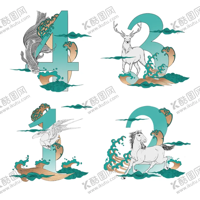 编号：47187106291451579255【酷图网】源文件下载-数字与动物插画设计