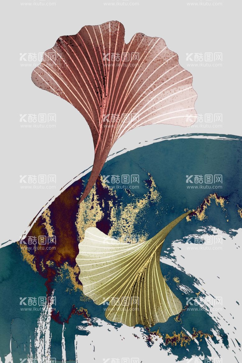 编号：82181803112351375660【酷图网】源文件下载-银杏叶装饰画