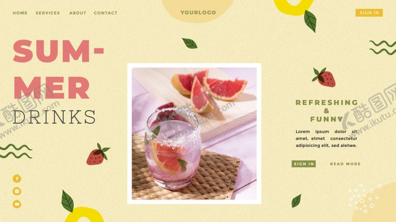 编号：09276309270720439586【酷图网】源文件下载-夏季饮料登录页海报