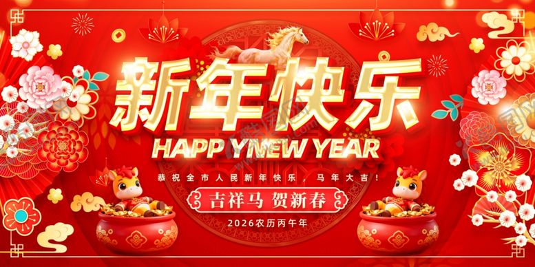 编号：17529204030514346898【酷图网】源文件下载-2026元旦新年喜庆装饰图