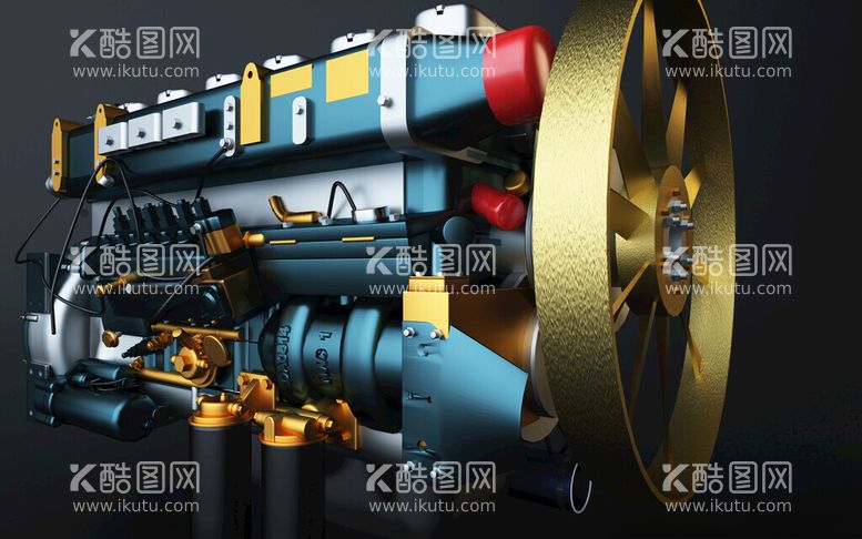 编号：27725912110701556889【酷图网】源文件下载-C4D发动机模型