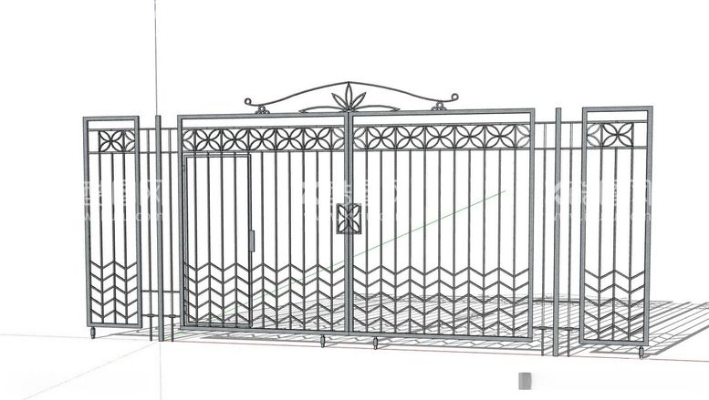 编号：39220012101256577877【酷图网】源文件下载-铁艺大门模型