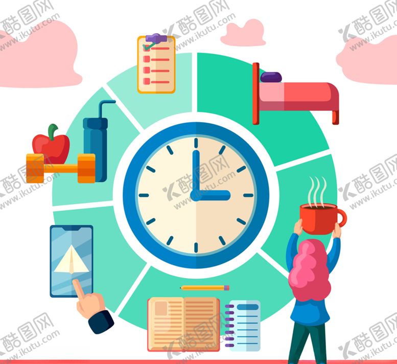 编号：52922010010458399447【酷图网】源文件下载-扁平化时钟计划表矢量素材