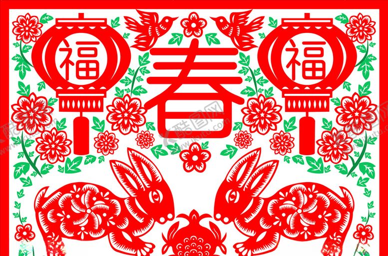 编号：47702309281348446720【酷图网】源文件下载-矢量兔子剪纸