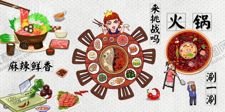 编号：55212507091900294276【酷图网】源文件下载-麻辣火锅背景墙
