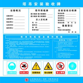 塔吊安全验收牌