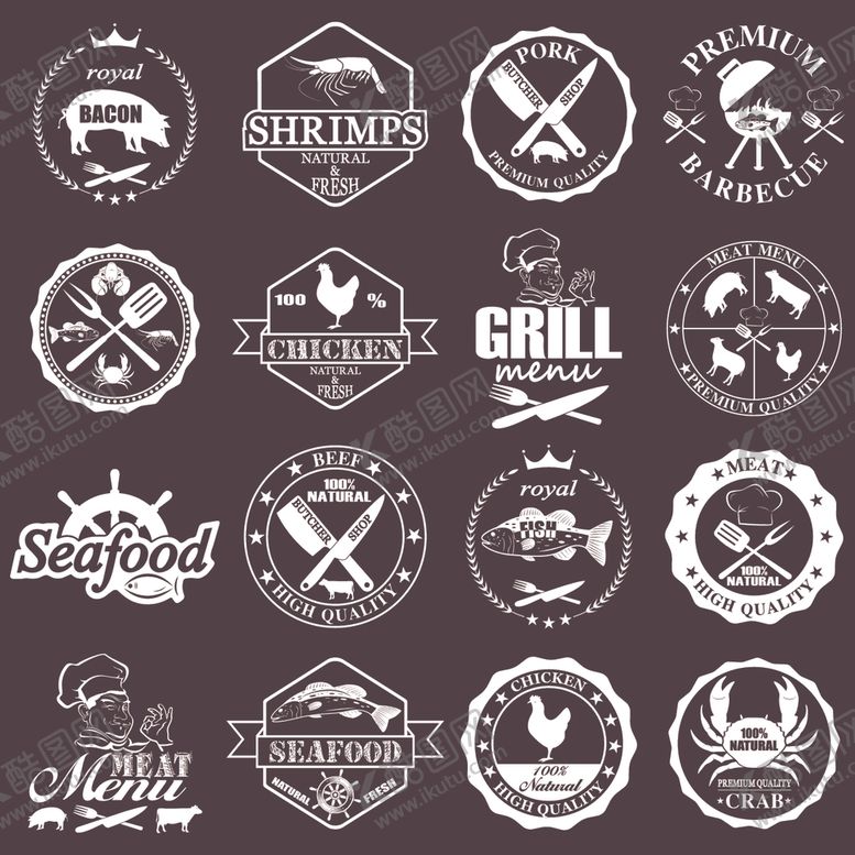 编号：41201509261118045216【酷图网】源文件下载-复古烧烤标志设计集合