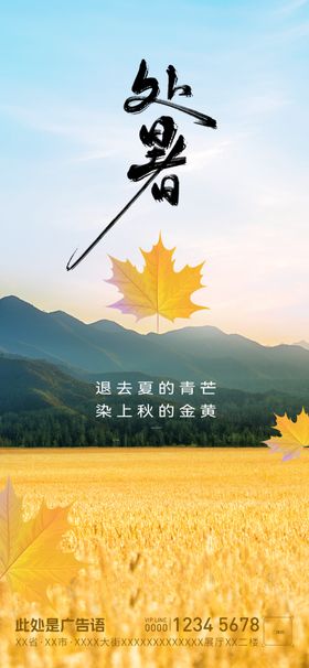 处暑海报二十四节气飞机稿入秋初秋