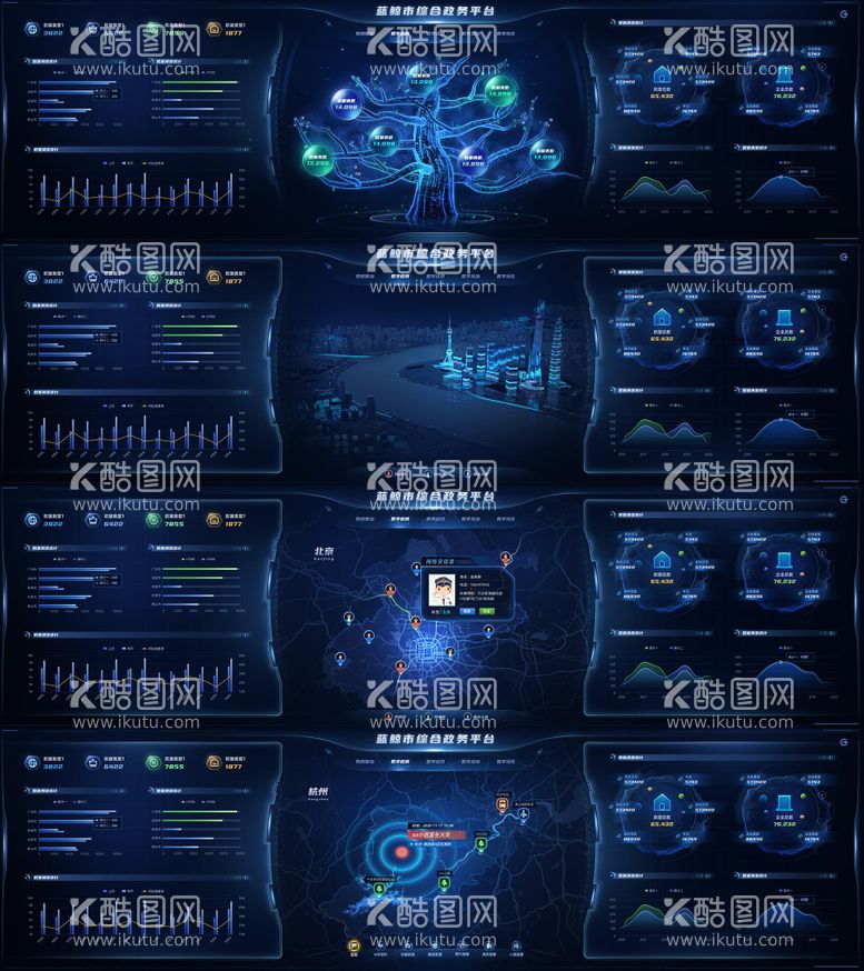 编号：77788611201001436045【酷图网】源文件下载-蓝色科技感数据可视化驾驶舱大屏