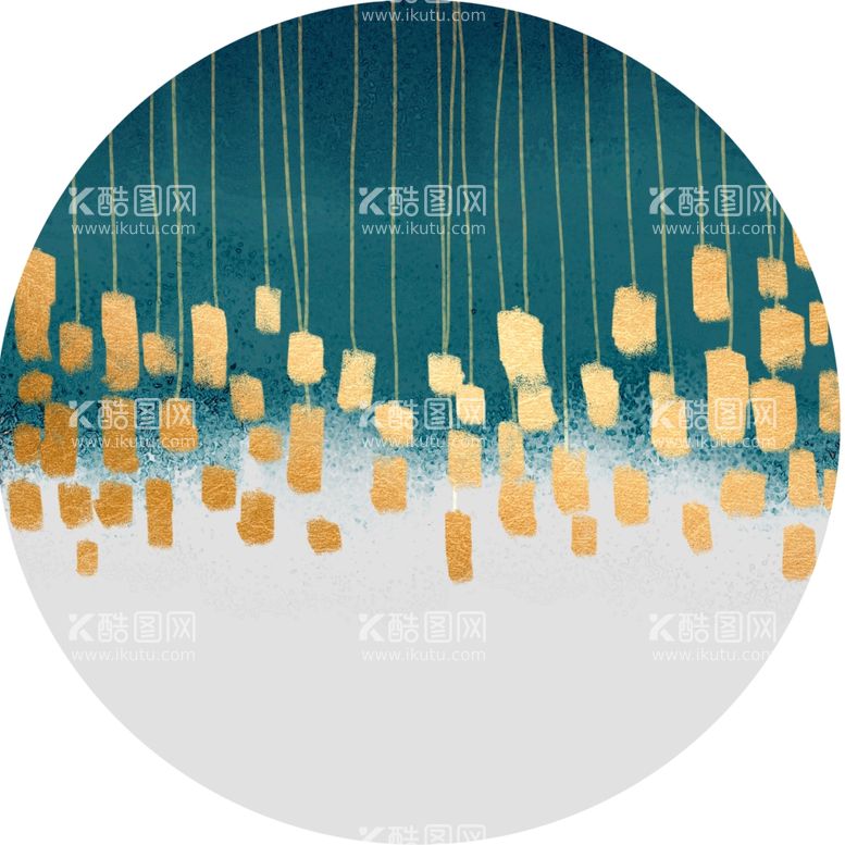 编号：37918401170510401684【酷图网】源文件下载-金箔色块圆形挂画装饰画