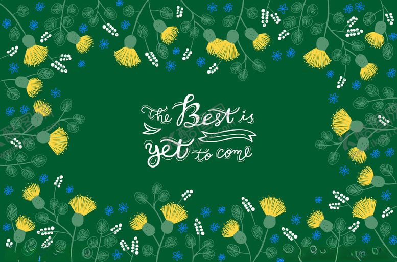 编号：69201611241438008386【酷图网】源文件下载-绿色背景的花卉装饰图案